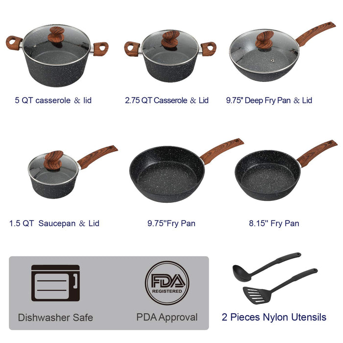 12 Piece Nonstick Granite Cookware Set