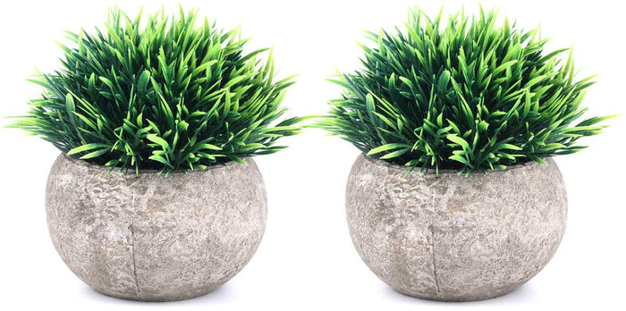 2 Pcs Small Artificial Faux Greenery (Potted Plants)