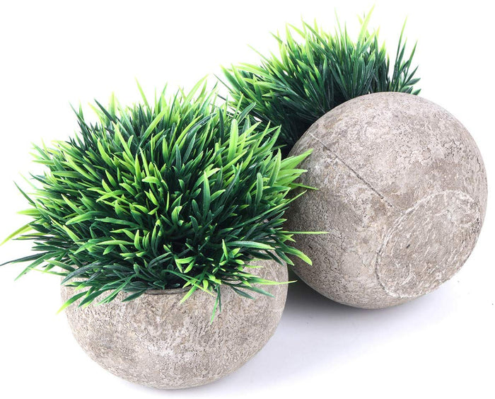 2 Pcs Small Artificial Faux Greenery (Potted Plants)