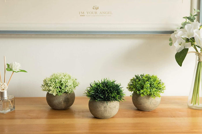 2 Pcs Small Artificial Faux Greenery (Potted Plants)