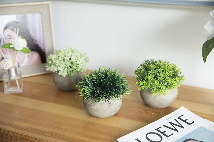 2 Pcs Small Artificial Faux Greenery (Potted Plants)
