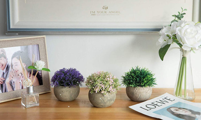 2 Pcs Small Artificial Faux Greenery (Potted Plants)