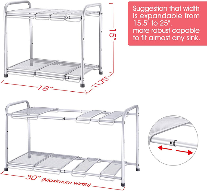 2-Tier Under Sink Expandable Cabinet Shelf