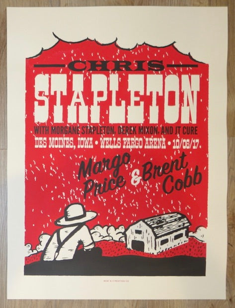 2017 Chris Stapleton - Des Moines Silkscreen Concert Poster by Carl Carbonell