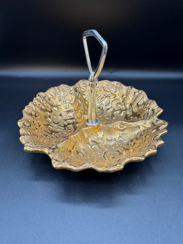 22K Weeping Gold Candy Dish 3 Section