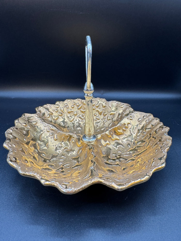 22K Weeping Gold Candy Dish 3 Section