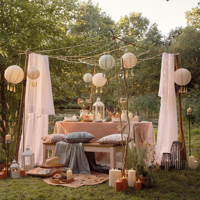 3 Pastel Lucena Tassel Hanging Solar Lanterns