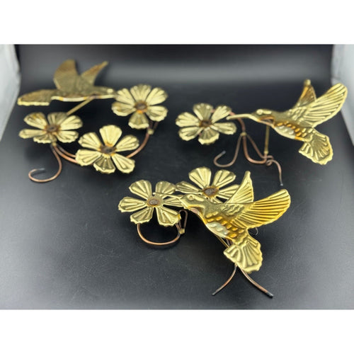 3-Piece HOMECO Brass Hummingbird Wall Hangers