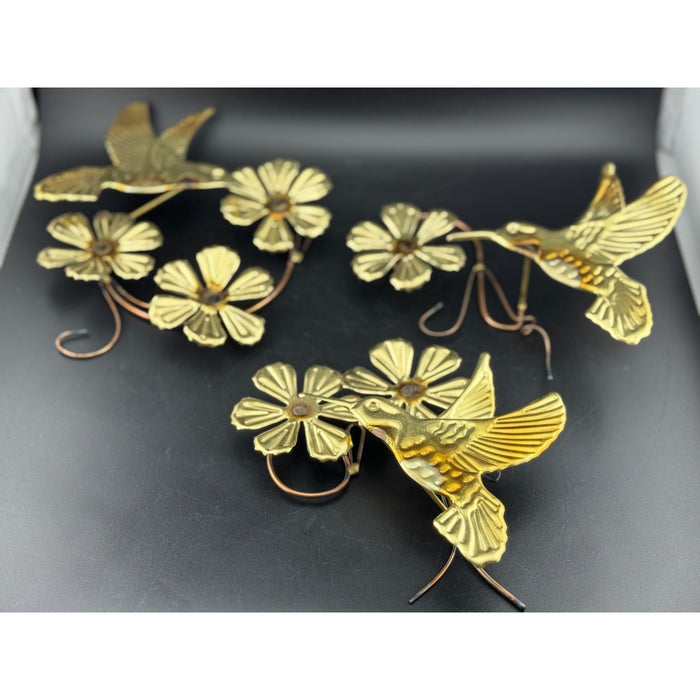 3-Piece HOMECO Brass Hummingbird Wall Hangers