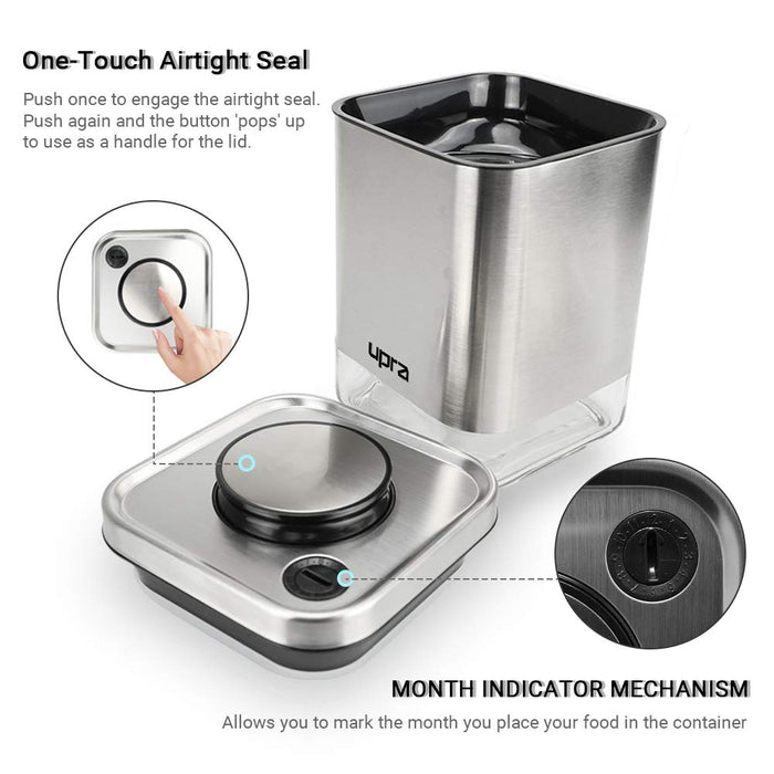 3-Piece Stainless Steel and Clear Glass Airtight Container Set with Lids