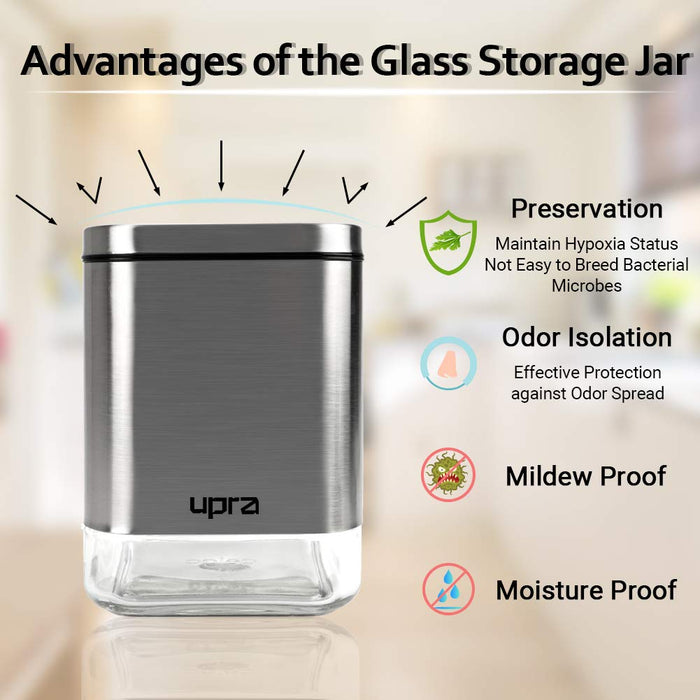 3-Piece Stainless Steel and Clear Glass Airtight Container Set with Lids