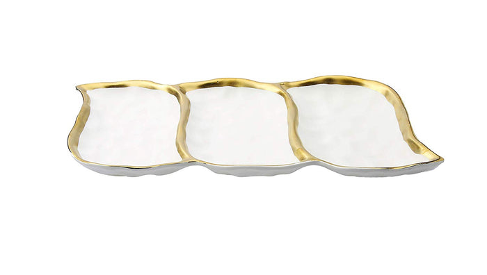 3-sectional Relish Dish with Gold Rim
