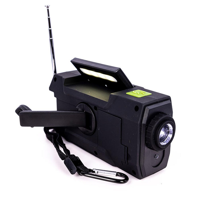 4-in-1 Emergency Solar Flashlight & AM/FM/Weather Radio w/ Hand Crank