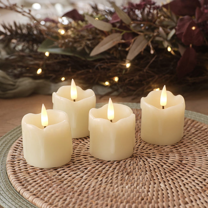 4 TruGlow® Dripping Wax LED Votive Candles