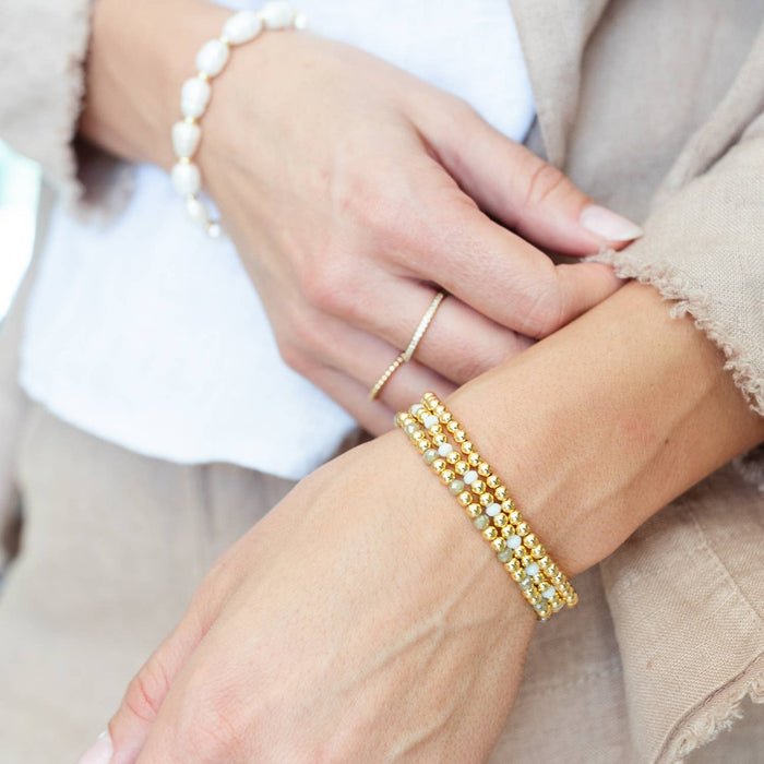 4mm Bead Stretch Bracelet: Gold