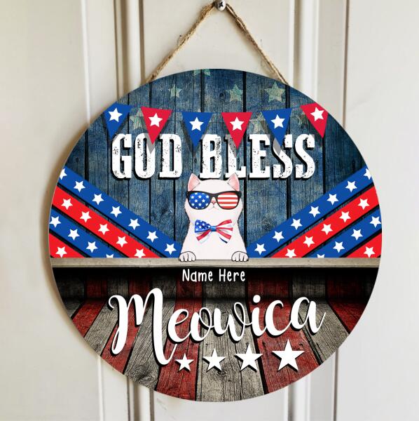 4th of July God Bless America - Personalized Cat Door Sign
