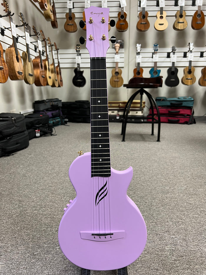 Enya Nova U Pro Carbon Fiber Acoustic Plus - Purple Tenor Ukulele w/Case - Weatherproof - Aloha City Ukes