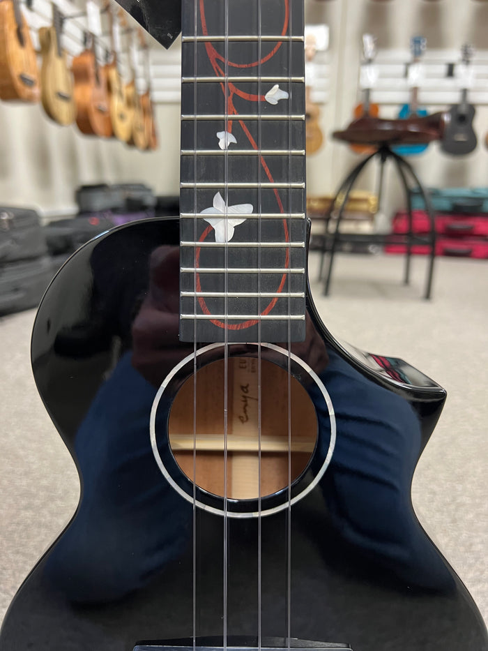 Enya EUT-M6 Black Solid Mahogany Tenor Ukulele w/Case - Aloha City Ukes