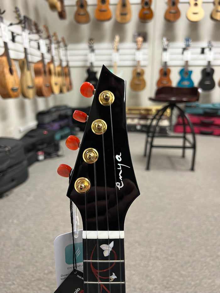 Enya EUT-M6 Black Solid Mahogany Tenor Ukulele w/Case - Aloha City Ukes