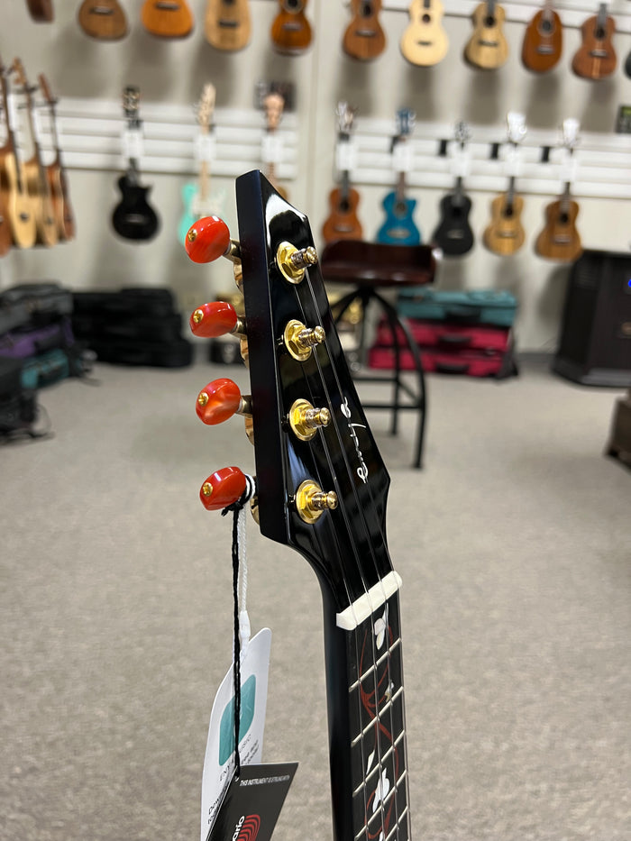 Enya EUT-M6 Black Solid Mahogany Tenor Ukulele w/Case - Aloha City Ukes