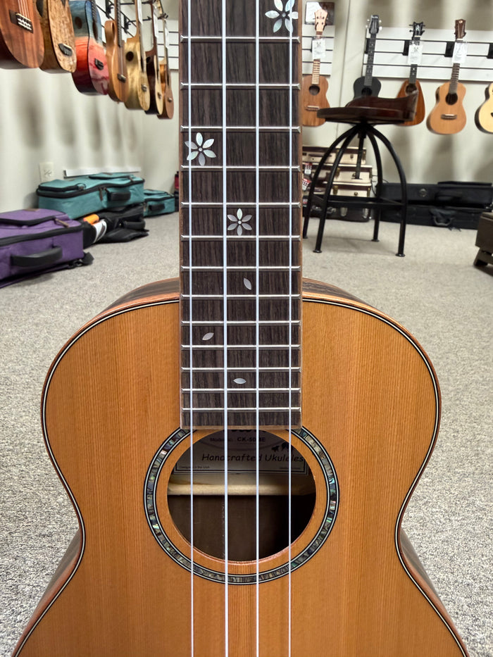 OHANA CK-50ME Solid Cedar/Striped Ebony Concert Ukulele