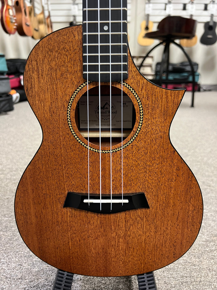 Twisted Wood Ember EM-600T Mahogany Tenor Ukulele w/Case - Solid Top - Aloha City Ukes