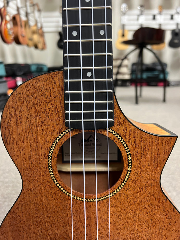 Twisted Wood Ember EM-600T Mahogany Tenor Ukulele w/Case - Solid Top - Aloha City Ukes