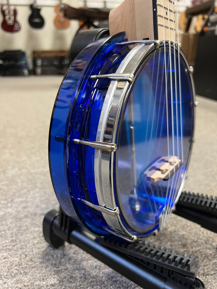 Gold Tone Little Gem Blue Sapphire Concert Banjolele w/Case - See Through Banjo Ukulele - Aloha City Ukes