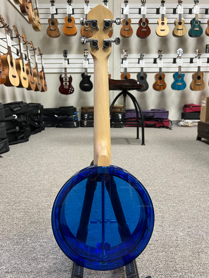 Gold Tone Little Gem Blue Sapphire Concert Banjolele w/Case - See Through Banjo Ukulele - Aloha City Ukes