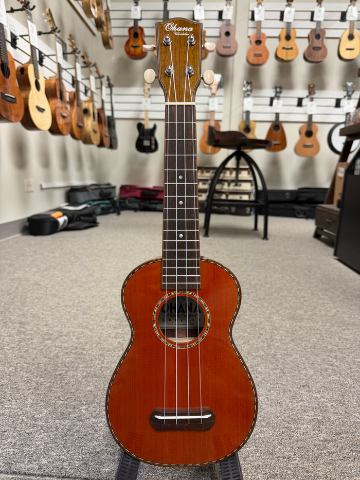 OHANA SK-50G Soprano Ukulele - Solid Cedar/Solid Rosewood