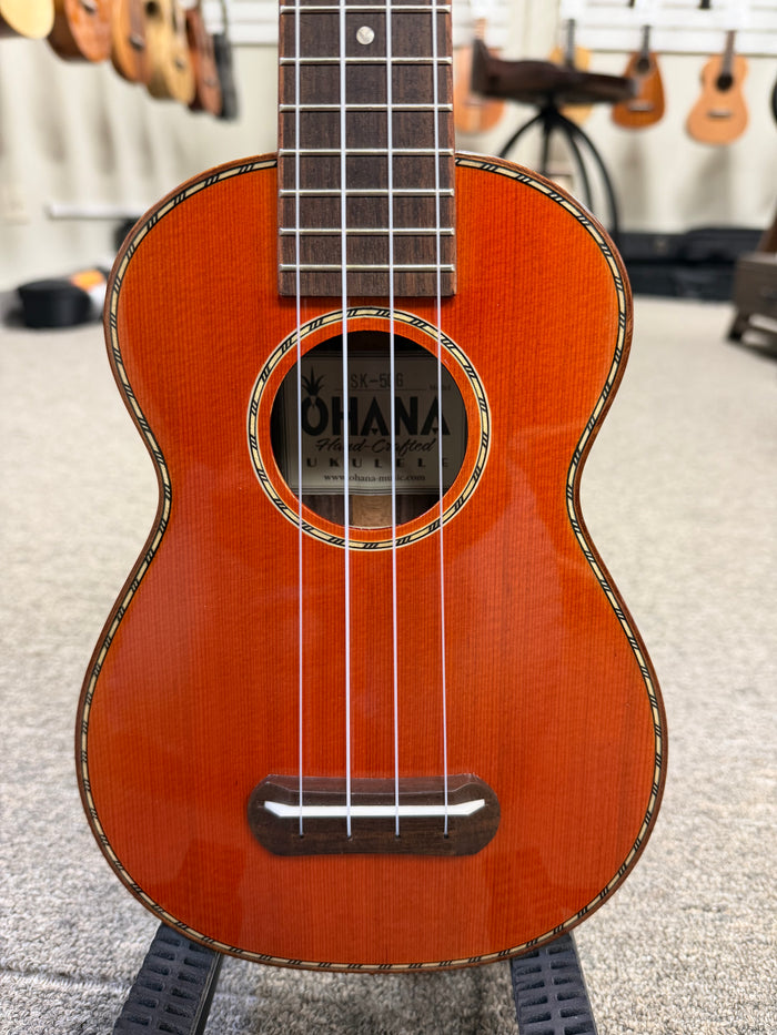 OHANA SK-50G Soprano Ukulele - Solid Cedar/Solid Rosewood