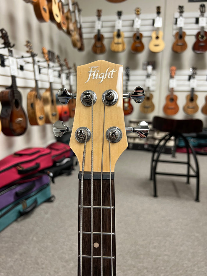 Flight Black Solid Body Electric Mini Bass Lite Ukulele - Short Scale Bass