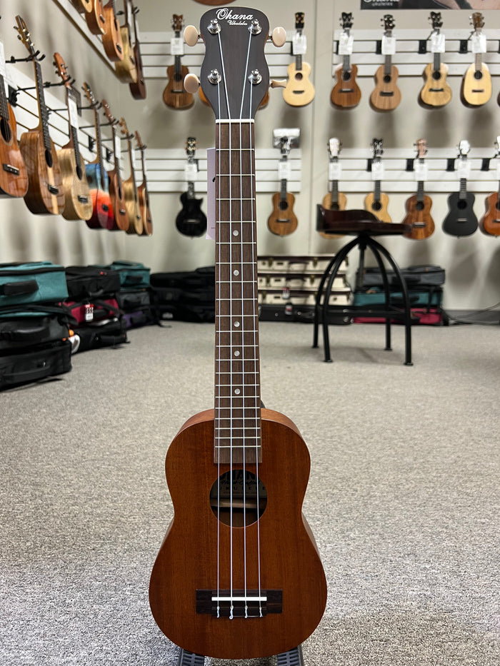 OHANA SK-30L Solid Mahogany Soprano Long Neck Ukulele - Soprano/Tenor Neck