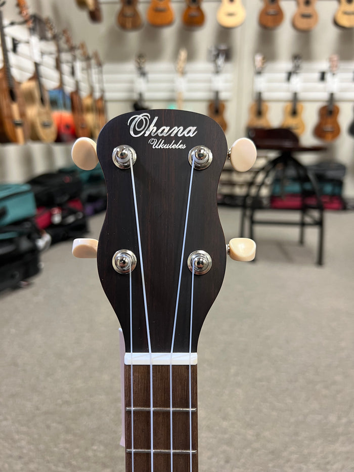 OHANA SK-30L Solid Mahogany Soprano Long Neck Ukulele - Soprano/Tenor Neck