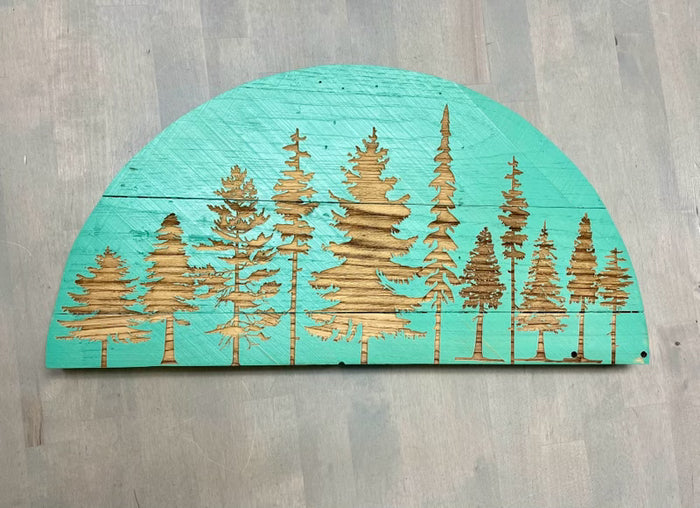 Ginger & The Huth- 1/2 Round Reclaimed Treescape - Pine & Moss