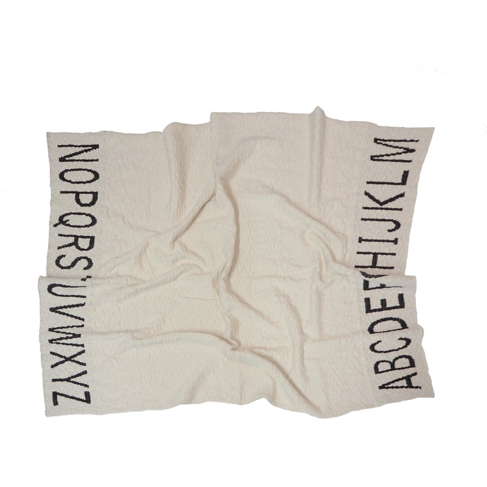 Rugs by Roo | Lorena Canals ABC Natural Black Knitted Baby Blanket-BLC-ABC-NAT