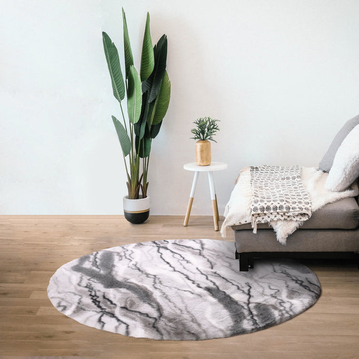 Abstract Slate Grey Soft Faux Fur Rug Rugs The June Shop