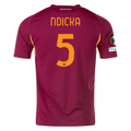 adidas Men's Roma Evan Ndicka Home Jersey w/ Europa League Patches 25/26 (Burgundy) | SoccerWearhouse