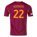 adidas Men's Roma Mario Hermoso Home Jersey w/ Europa League Patches 25/26 (Burgundy) | SoccerWearhouse