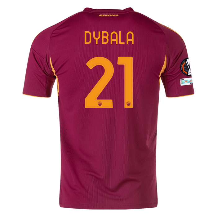 adidas Men's Roma Paulo Dybala Home Jersey w/ Europa League Patches 25/26 (Burgundy) | SoccerWearhouse