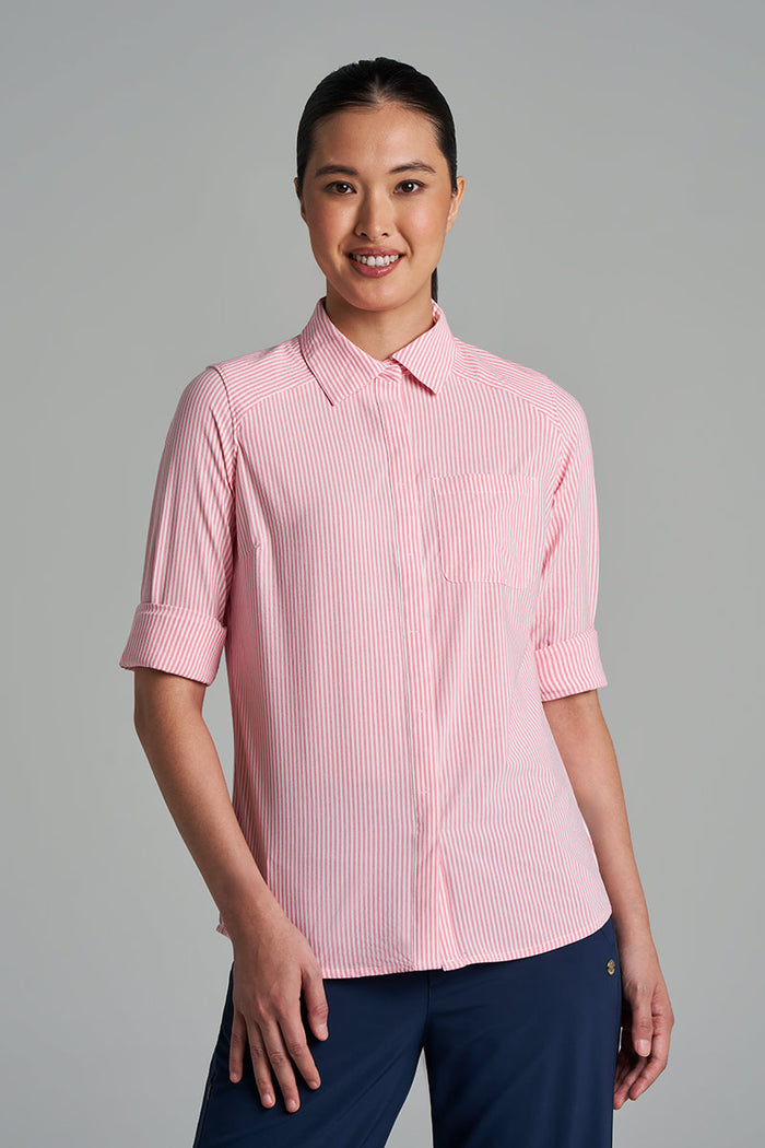 Color_White/Flamingo Pink Stripe