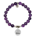 Amethyst Gemstone Bracelet with Mom Crown Sterling Silver Charm
