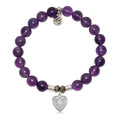 Amethyst Gemstone Bracelet with Self Love Silver Charm