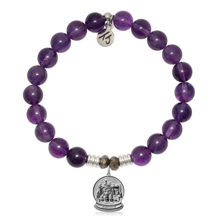 Amethyst Gemstone Bracelet with Winter Wonderland Sterling Silver Charm