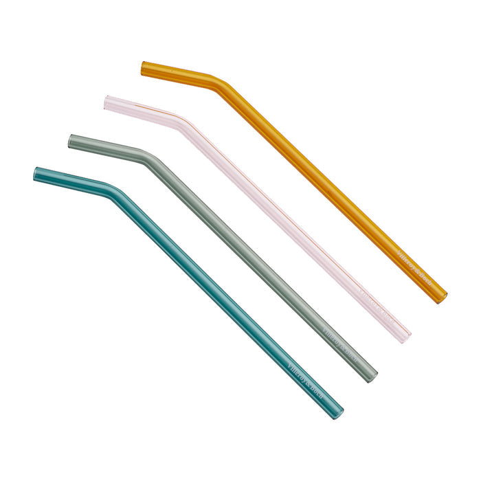 Artesano Hot & Cold Beverage Glass Straw Set 4 Pcs