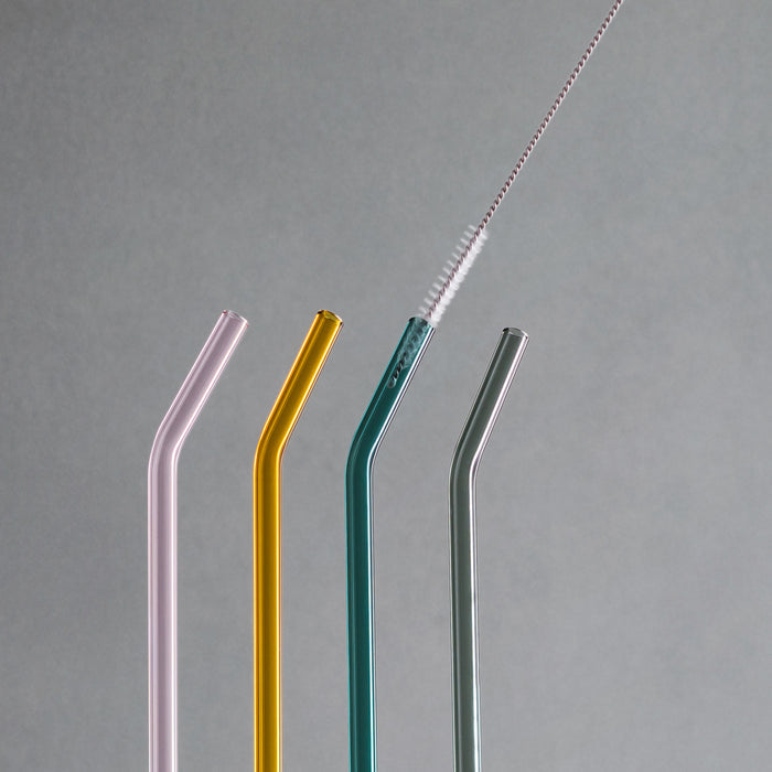 Artesano Hot & Cold Beverage Glass Straw Set 4 Pcs