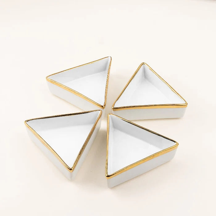 Aurulent Edge Triangle Bowl (Set Of 4) Serving Bowls June Trading