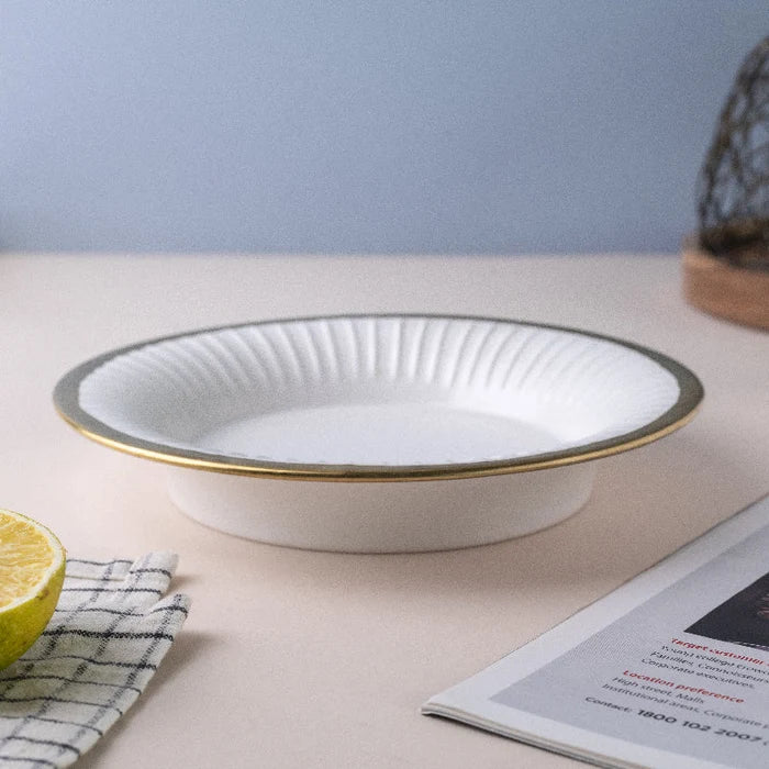 Aurulent Rim Crinkled Starter Plate (8 Inches) Pasta Bowl June Trading