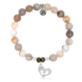 Australian Agate Stone Bracelet with Baby Feet Sterling Silver Charm