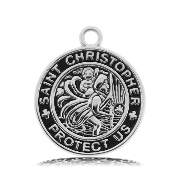 Australian Agate Stone Bracelet with Saint Christopher Sterling Silver Charm